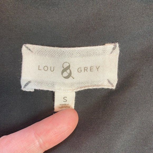 Lou & Grey Shirt Dress Womens Small Black Button Up Tie Waist Long Tabbed Sleeve - Picture 9 of 12
